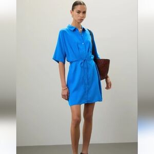 Thakoon Tie Waist Shirt Dress Size 4 Cobalt Blue
